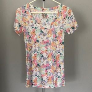 Nollie Floral V Neck T Shirt Size Xtra Small XS